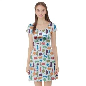 Cowcow multi color cat print scoop neck dress 2XL